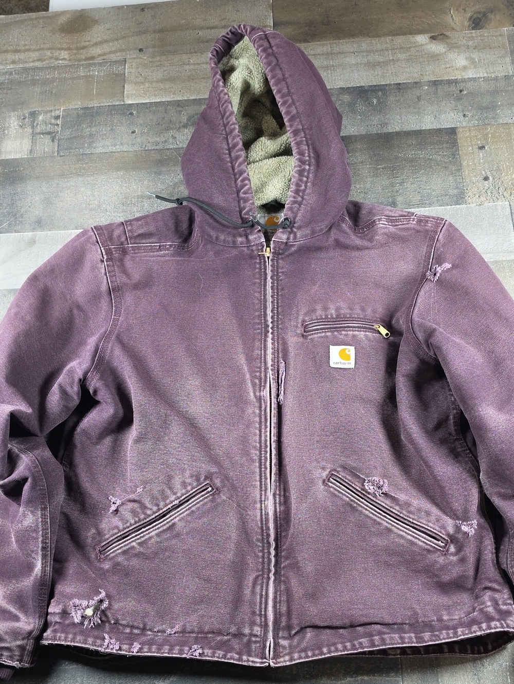 *Thrashed*Carhartt Womens Hooded Jacket in Plum